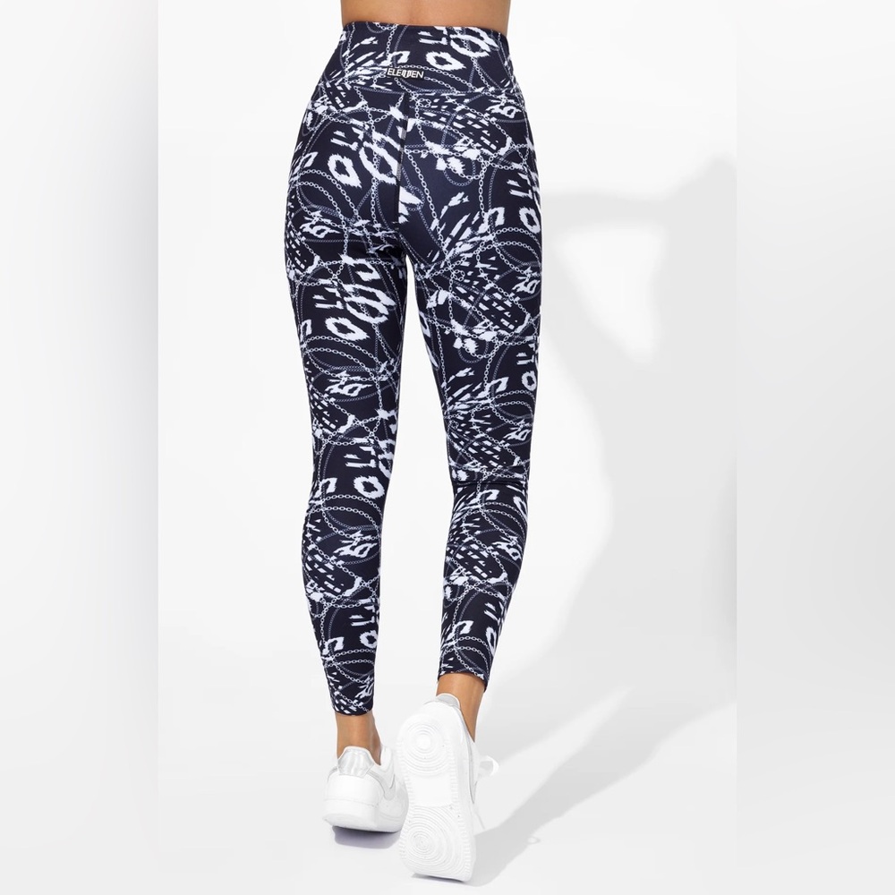 EleVen by Venus Williams 90's Girl Black & White Chain Compression 7/8 Legging M - Picture 4 of 9